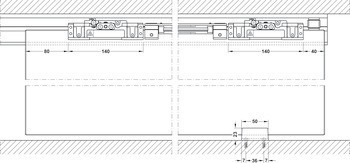 Kování pro posuvné dveře, Dorma Muto Comfort L 80, sada bez pojezdové kolejnice