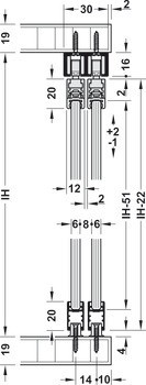 Kování pro posuvné dveře, HAWA GPK Clipo 16 GPK/GPPK IF, sada
