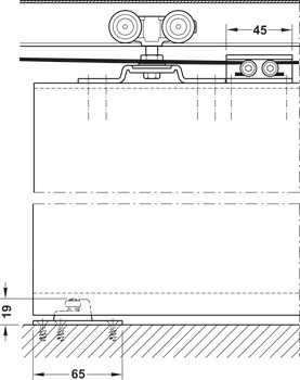 Kování pro posuvné dveře, Eku Divido 100 H-Synchro, doplňková sada