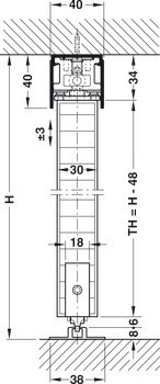 Kování pro posuvné dveře, Hawa Divido 80 H a 80 H DS1/DS2, sada