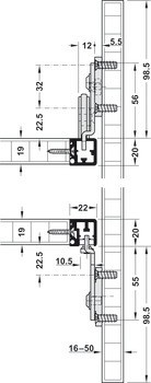 Kování pro posuvné dveře, Hawa Regal B 25 H VF, sada