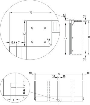 Kování pro posuvné dveře, Finetta F-Flush32 23A, sada