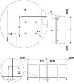 Kování pro posuvné dveře, Finetta F-Flush32 23A, sada