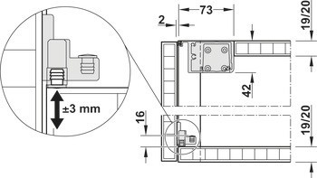 Kování pro posuvné dveře, Finetta F-Flush32 23A, sada