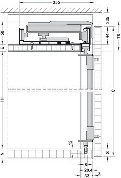 Kování pro posuvné dveře, Finetta F-Flush52 20A, montáž v rovině, standardní sada