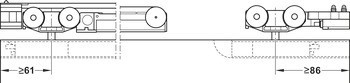 Kování pro posuvné dveře, Häfele Slido D-Line11 50I / 80I / 120I, sada bez pojezdové kolejnice