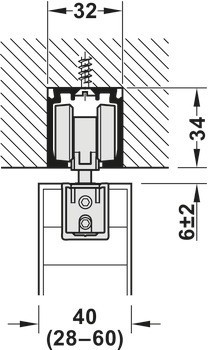 Kování pro posuvné dveře, Häfele Slido D-Line11 160I, sada