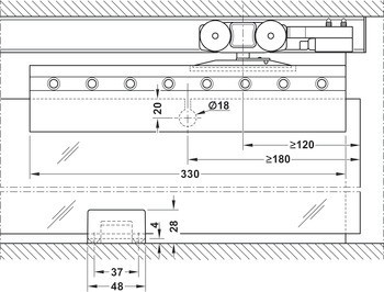 Kování pro posuvné dveře, Häfele Slido D-Line11 240L, sada bez pojezdové kolejnice