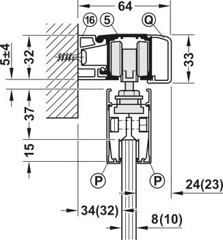 Kování pro posuvné dveře, Häfele Slido D-Line11 50L / 80L / 120L, sada bez pojezdové kolejnice