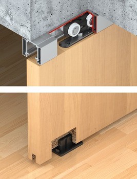 Kování pro posuvné dveře, Häfele Slido D-Line11 50C / 80C / 120C, sada bez pojezdové kolejnice