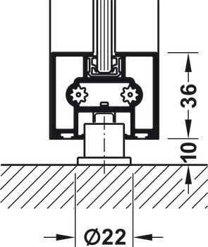 Kování pro posuvné dveře, Häfele Slido D-Line11 50C / 80C / 120C, sada bez pojezdové kolejnice