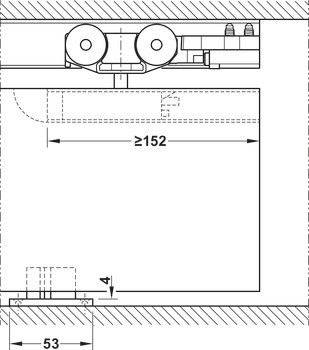 Kování pro posuvné dveře, Häfele Slido D-Line11 50I / 80I / 120I, sada bez pojezdové kolejnice