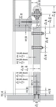 Kování pro posuvné dveře, Häfele Slido D-Line42 100R, sada s pojezdovou kolejnicí