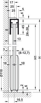 Kování pro posuvné dveře, Häfele Slido D-Line802 150U, sada
