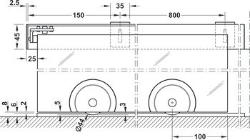 Kování pro posuvné dveře, Häfele Slido D-Line802 150U, sada