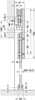 Kování pro posuvné dveře, Häfele Slido D-Line803 80W, sada