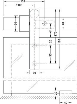 Kování pro posuvné dveře, Häfele Slido D-Line803 80W, sada