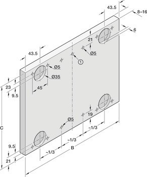 Kování pro posuvné dveře, Häfele Slido F-Flush57 06A, sada