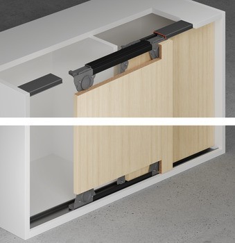 Kování pro posuvné dveře, Häfele Slido F-Flush57 06A, sada