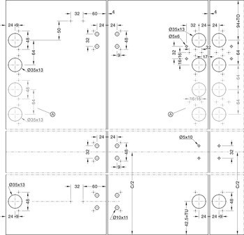 Kování pro posuvné dveře, Häfele Slido F-Fold62 40A / 70A, sada