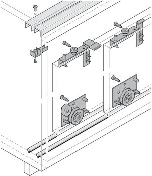 Kování pro posuvné dveře, Häfele Slido F-Line15 55A, sada