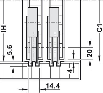 Kování pro posuvné dveře, Häfele Slido F-Line15 55A, sada