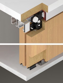 Kování pro posuvné dveře, Häfele Slido F-Line16 80A, Infront, sada