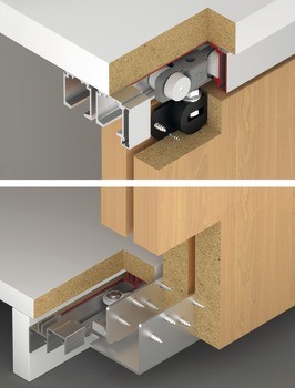 Kování pro posuvné dveře, Häfele Slido F-Line16 80B, Mixfront, sada