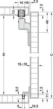 Kování pro posuvné dveře, Häfele Slido F-Line21 20A, sada