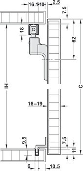 Kování pro posuvné dveře, Häfele Slido F-Line21 20A, sada