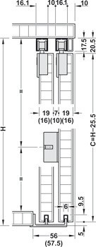 Kování pro posuvné dveře, Häfele Slido F-Line21 20B, sada