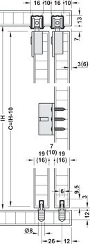 Kování pro posuvné dveře, Häfele Slido F-Line21 20C, sada