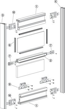 Kování pro posuvné dveře, Häfele Slido F-Line32 80A/F-Line32 80B, sada