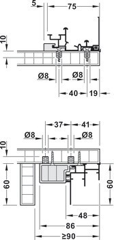 Kování pro posuvné dveře, Häfele Slido F-Line44 80A