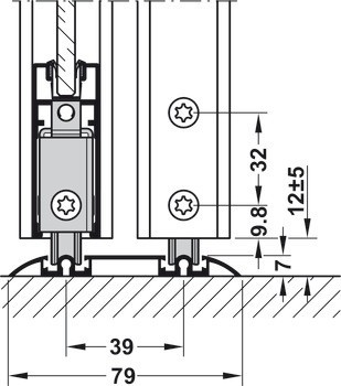 Kování pro posuvné dveře, Häfele Slido R-Aluflex 80W, sada