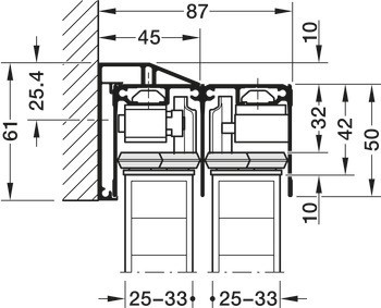 Kování pro posuvné dveře, Häfele Slido R-Aluflex 80W, sada