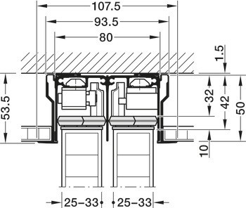 Kování pro posuvné dveře, Häfele Slido R-Aluflex 80W, sada