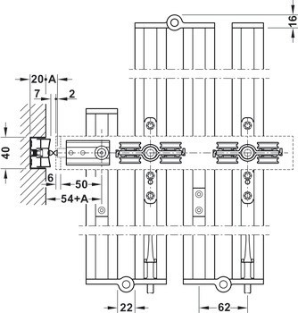 Kování pro posuvné dveře, Häfele Slido W-Fold32 100G, sada
