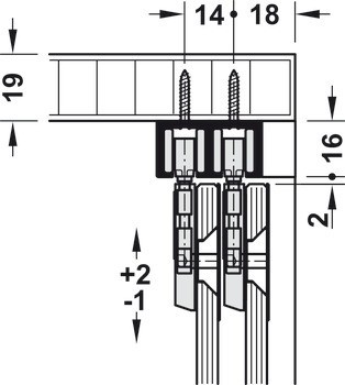 Kování pro posuvné dveře, Hawa Clipo 16 GS IF, sada