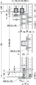 Kování pro posuvné dveře, HAWA Clipo 16 H VF/IF, sada