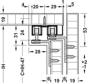 Kování pro posuvné dveře, Hawa Clipo 16 H VF/IF, sada