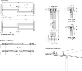 Kování pro posuvné dveře, Hawa Clipo 16 HM IF, sada