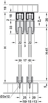 Kování pro posuvné dveře, Hawa Clipo 36 G IF, sada