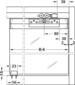 Kování pro posuvné dveře, Hawa Clipo 36 G IF, sada