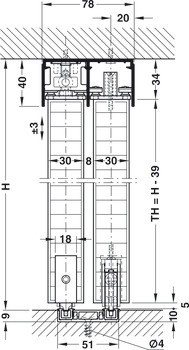 Kování pro posuvné dveře, Hawa Divido 80 H a 80 H DS1/DS2, sada