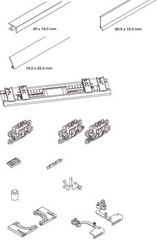 Kování pro posuvné dveře, HAWA Frontino 20 H FB, sada