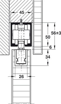 Kování pro posuvné dveře, Hawa Junior 120 B, sada
