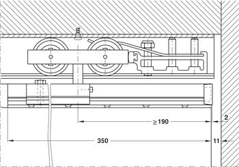 Kování pro posuvné dveře, Hawa Junior 160 B, sada