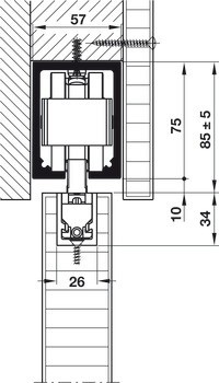 Kování pro posuvné dveře, Hawa Junior 250 B, sada