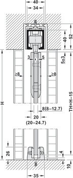 Kování pro posuvné dveře, Hawa Junior 80 GP, sada